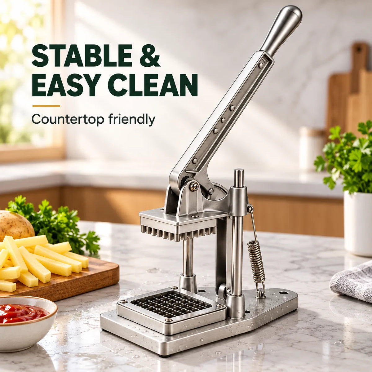 Professional Heavy-Duty Vertical Vegetable Dicer & French Fry Cutter For Uniform Dicing, Chopping, and Slicing.