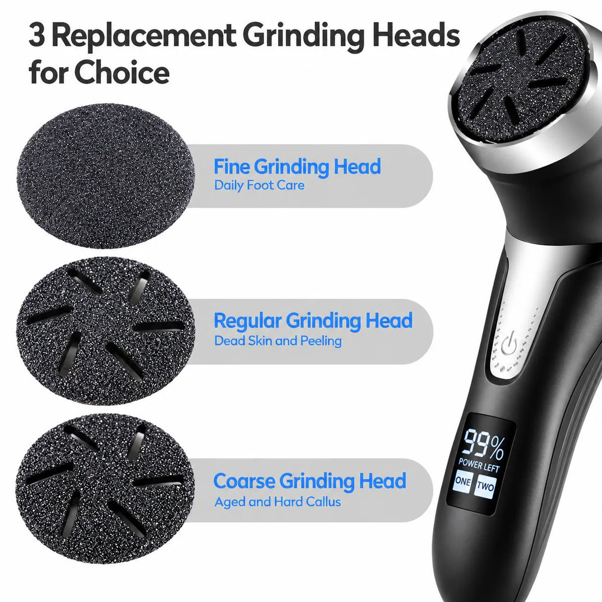 Electric Waterproof Pedicure Kit Rechargeable Calloused Feet Remover Tool with LCD Display for Efficient Exfoliation of Dead Skin on Feet