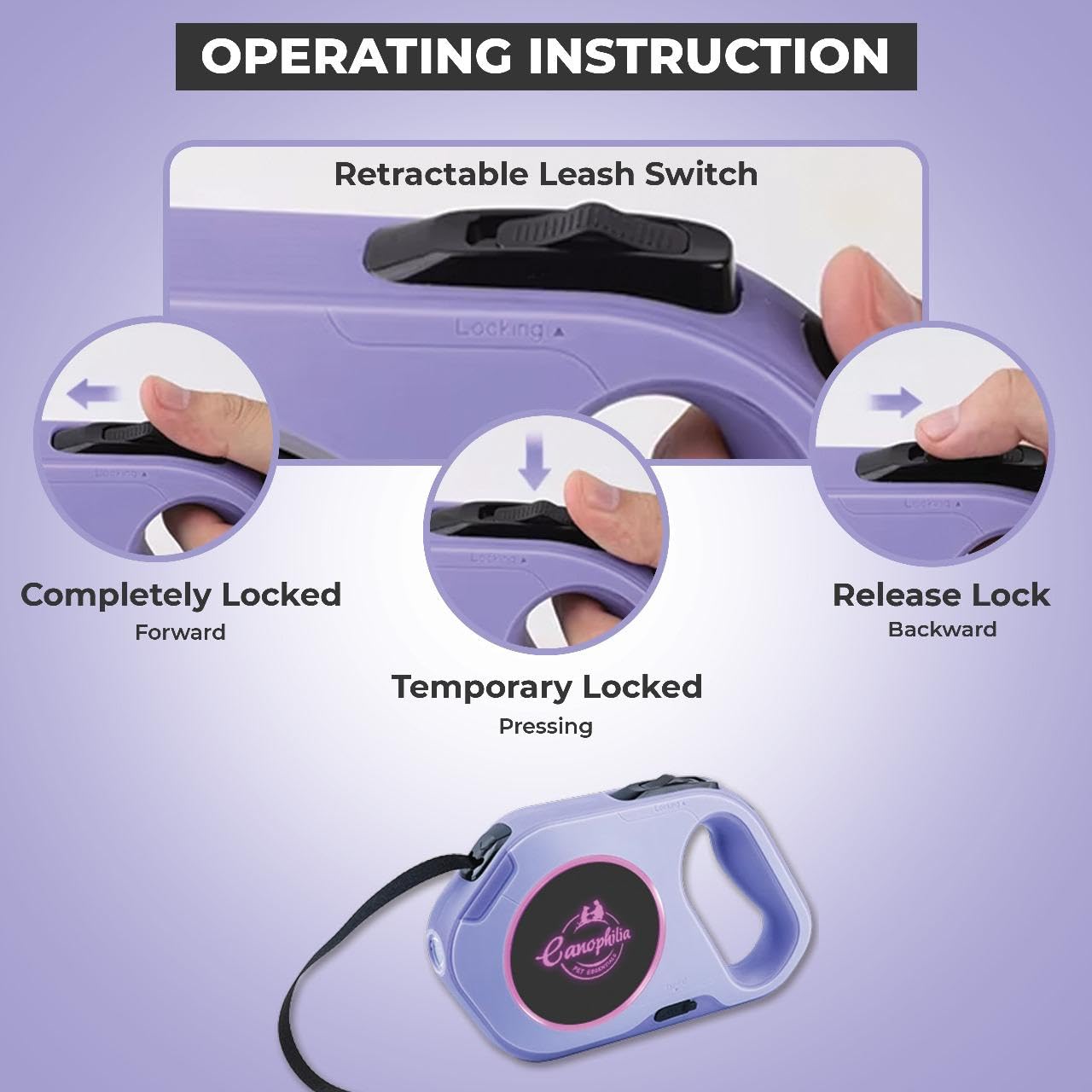 Retractable LED Dog Leash with Flashlight