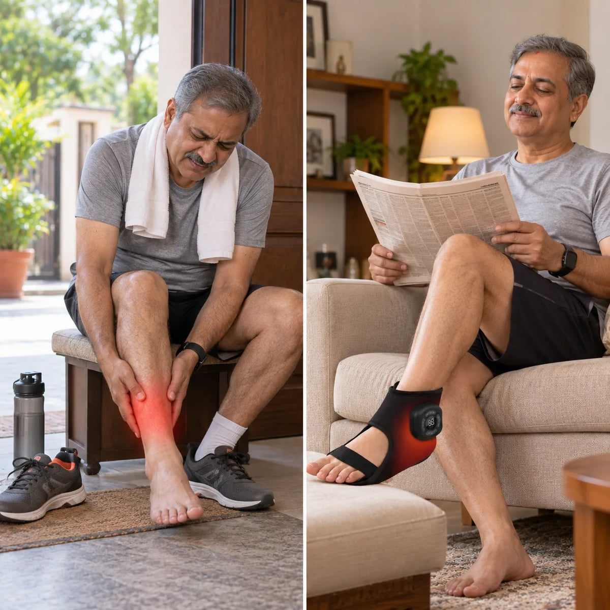 FootEase 3-in-1 Electric Heated Ankle, Foot Compression & Massager