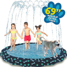 Extra-Thick Non-Slip Splash Pad for Toddlers & Pets – 360° Cooling Spray Pool