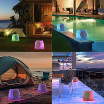Solar Powered Wireless Rock Speaker with Lights RGB