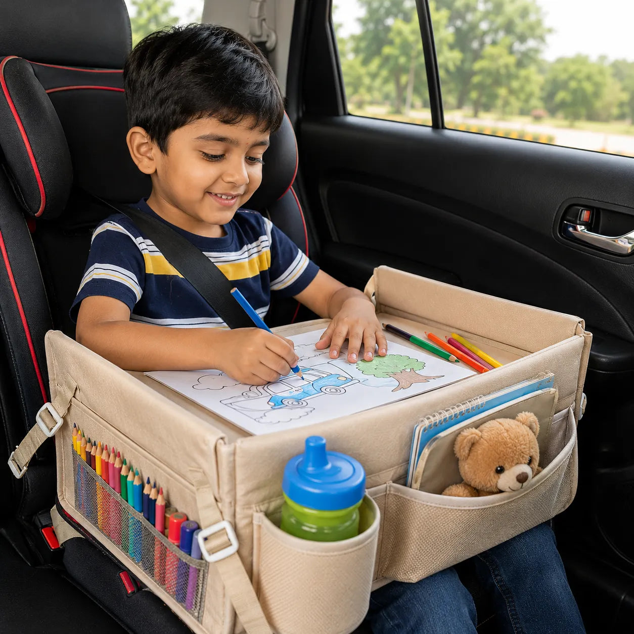 3-In-1 Multi-Functional Road-Trip Play Kids Car Seat Tray