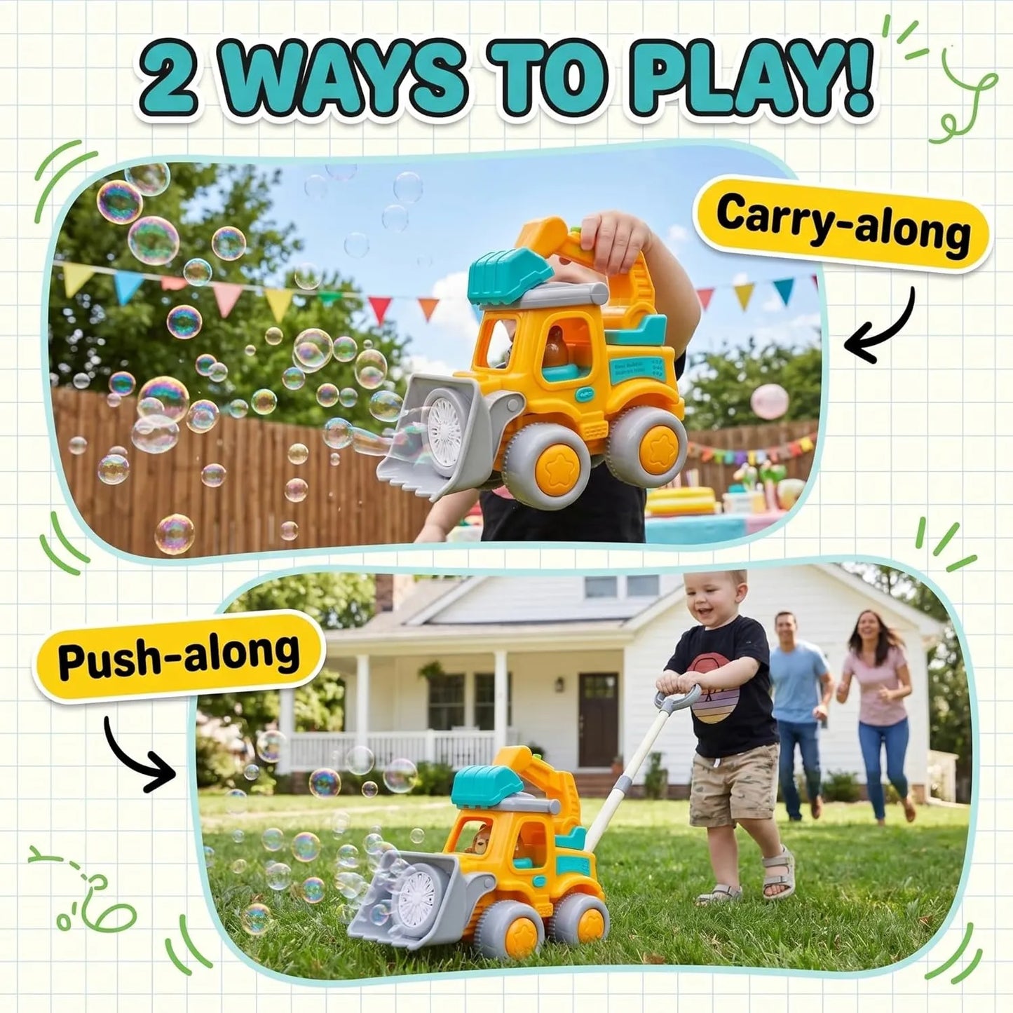 2-in-1 Push & Handheld Toy Truck