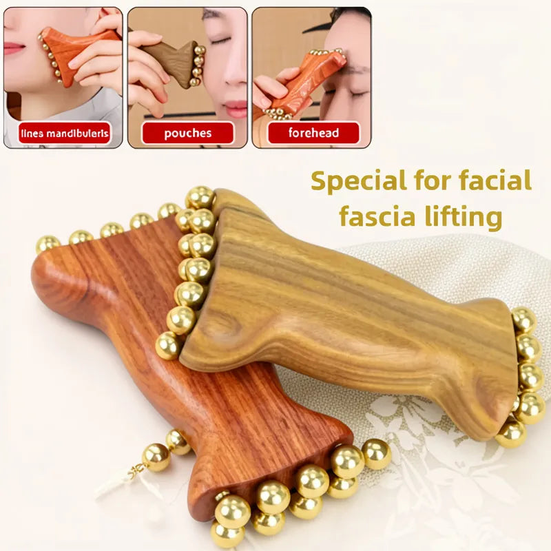 Wooden Brass Anti-Aging Facial Massager & Jaw Shaper
