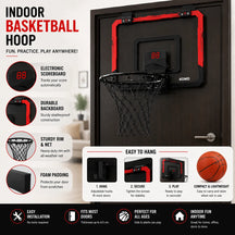 Wall Basketball Basket with 3 Balls, Scoreboard And LED Lights For Indoor - Outdoor