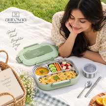 Microwave-Safe Insulated Lunch Box with 5 Compartments Lunchable Food Container with Spoon & Chopsticks