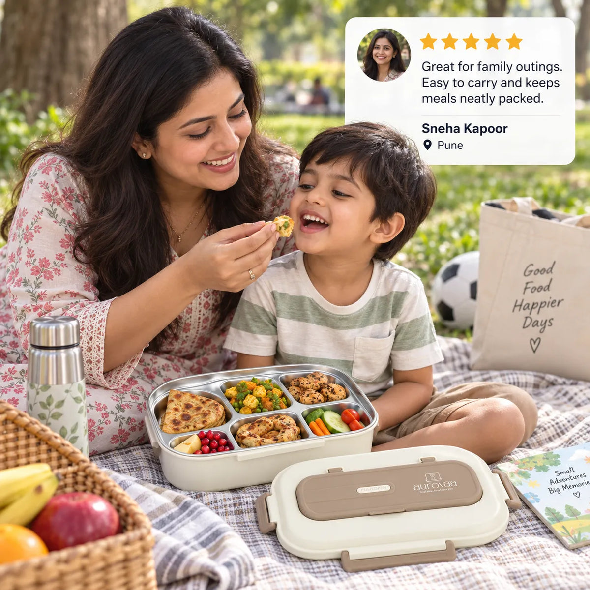 Microwave-Safe Insulated Lunch Box with 5 Compartments Lunchable Food Container with Spoon & Chopsticks
