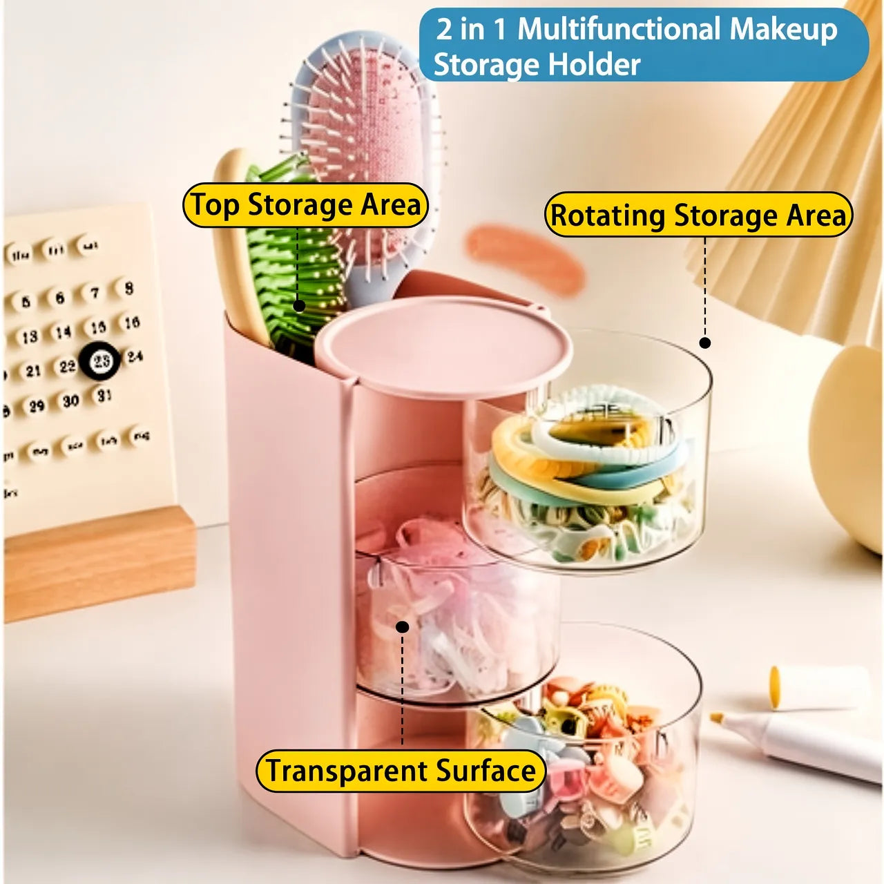 180° Rotating 3-Layer Makeup, Jewelry & Accessories Organizer