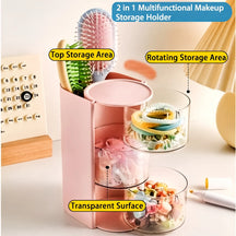 180° Rotating 3-Layer Makeup, Jewelry & Accessories Organizer