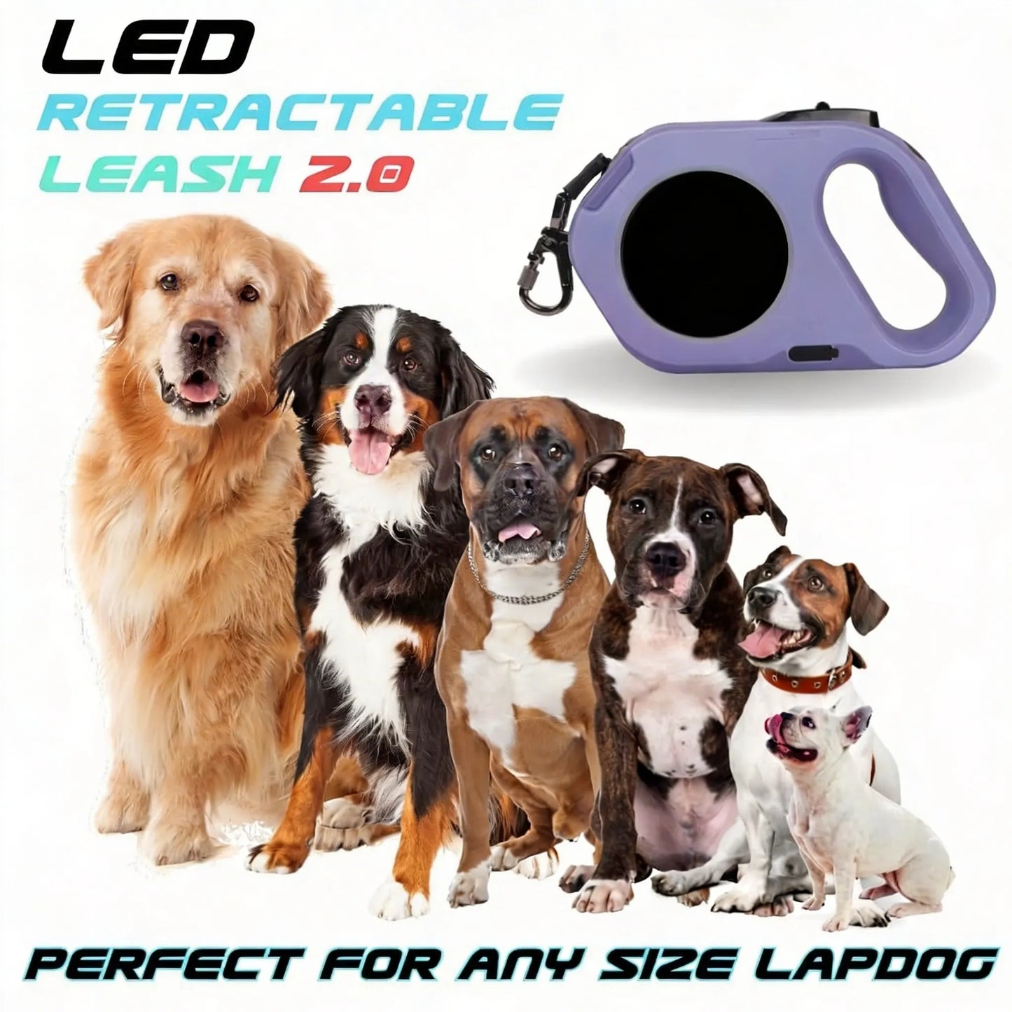 LED Retractable Dog Leash with Flashlight