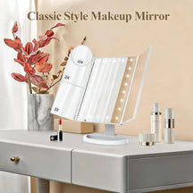 22 LED Trifold 10X Magnifying Makeup Mirror – Dual Power