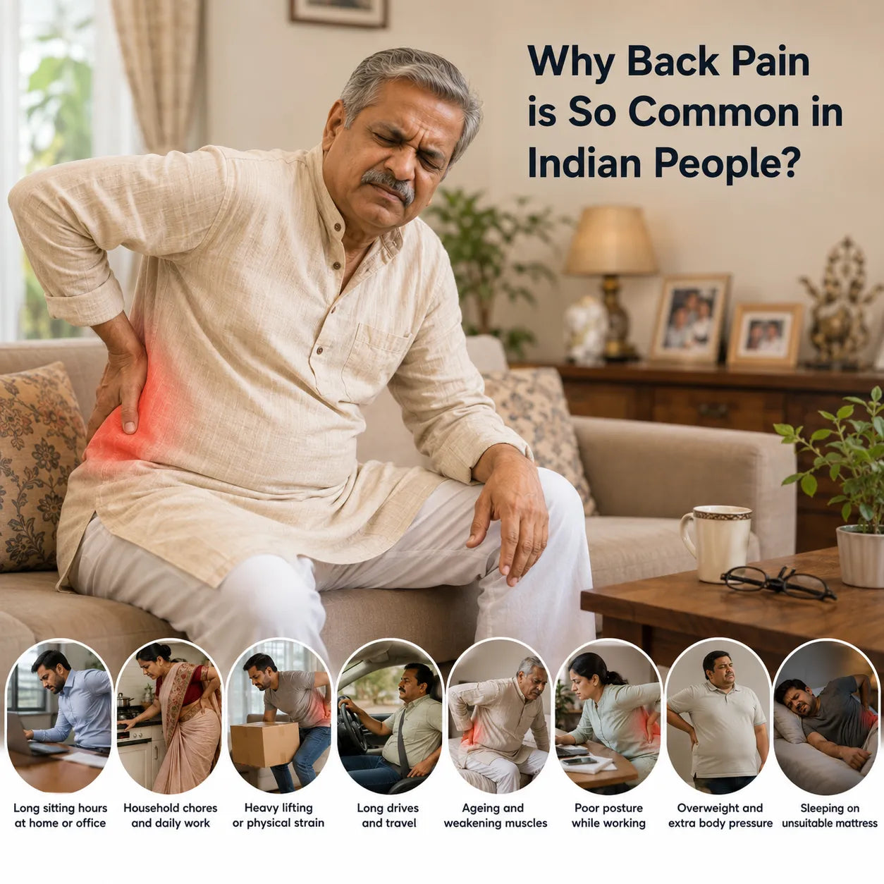 Hot Compress Back Pain Relief Lumbar Massager for Muscle Relaxation, Posture Improvement, Stress Relief, and Daily Back Care