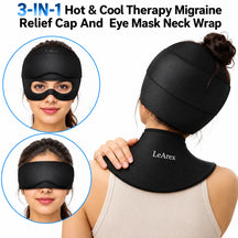 3 in 1 Migraine Relief Cap, Hot and Cold Therapy for Relief of Headaches, Stiff Neck and Eye Fatigue