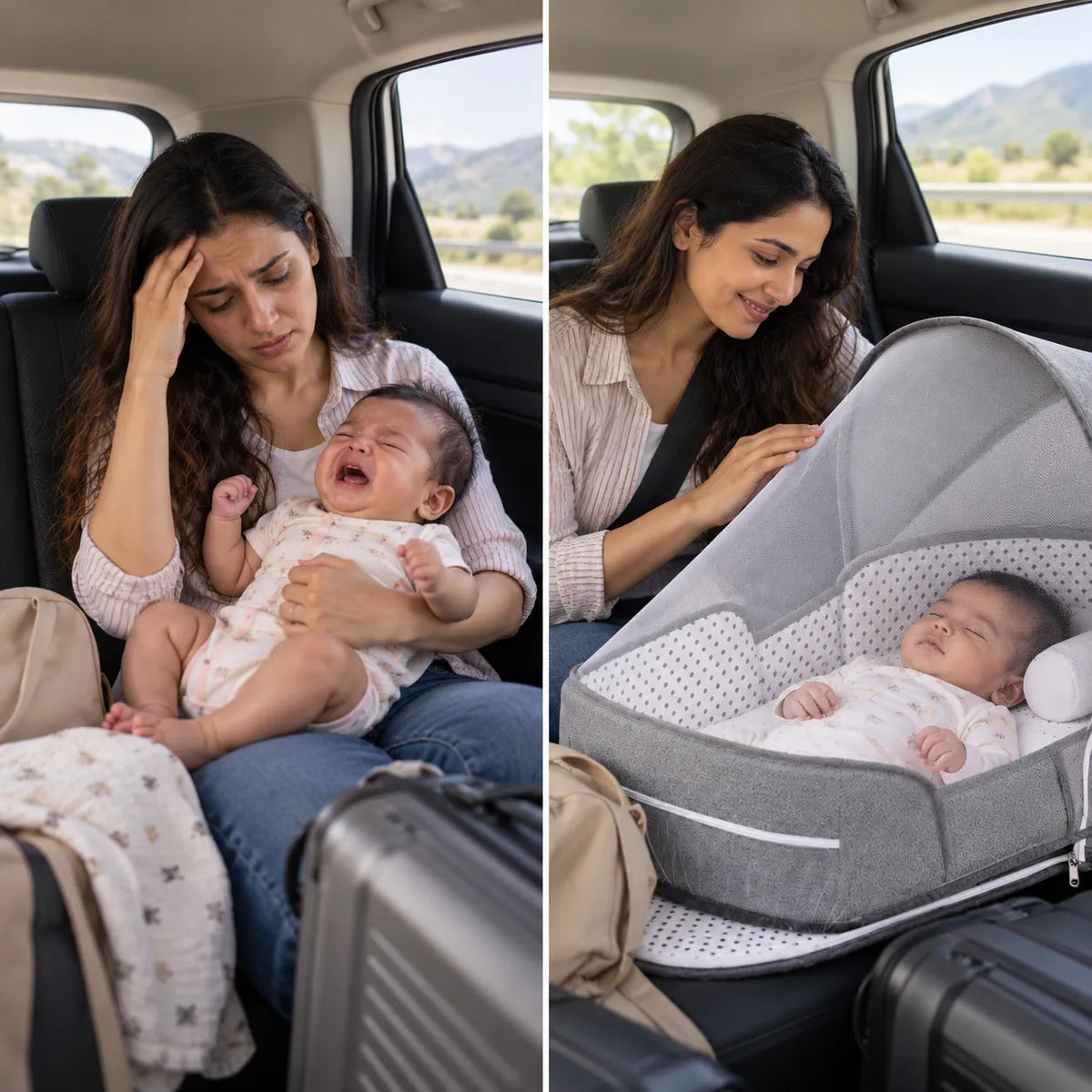 Portable Travel BabyBed, Cosleeping Bed with Mosquito Net and BabyDiaper Changing Pad,Lightweight and Foldable