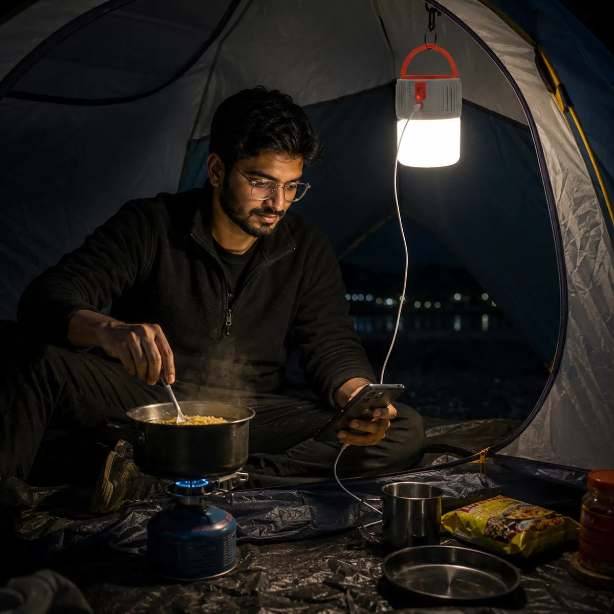 Solar Emergency Light Waterproof LED With USB for Travel, Tents, Indoor