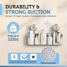Wall-Mounted Suction Cup Bathroom Organizer