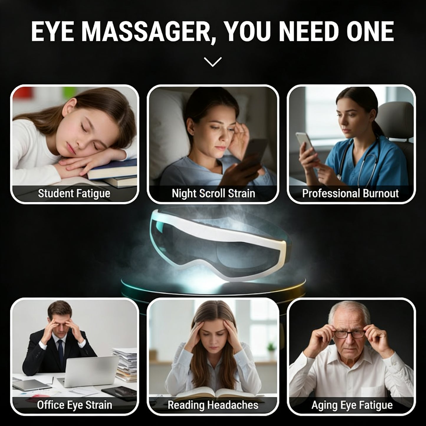 Smart Acupressure Eye Massager to Relax Eyes & Support Vision