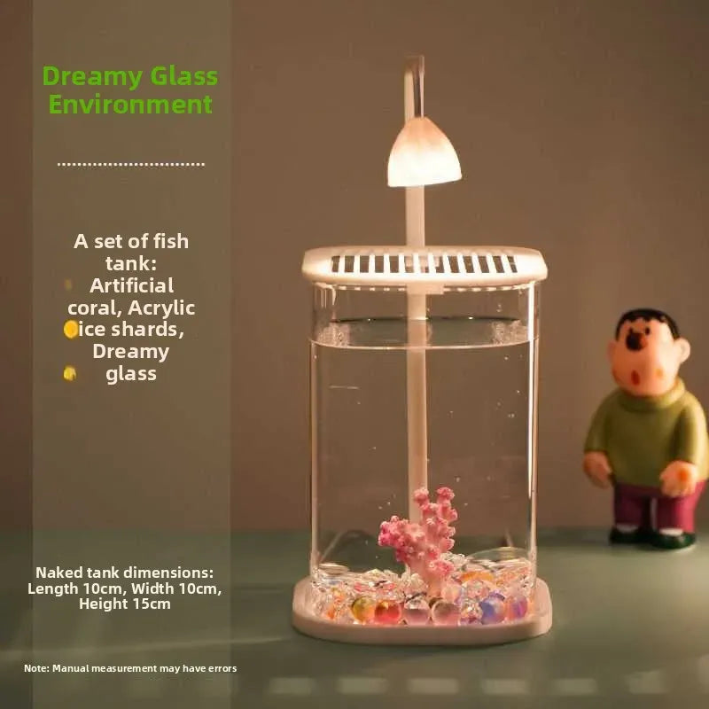 Modern Desktop Aquarium with Soothing LED Light