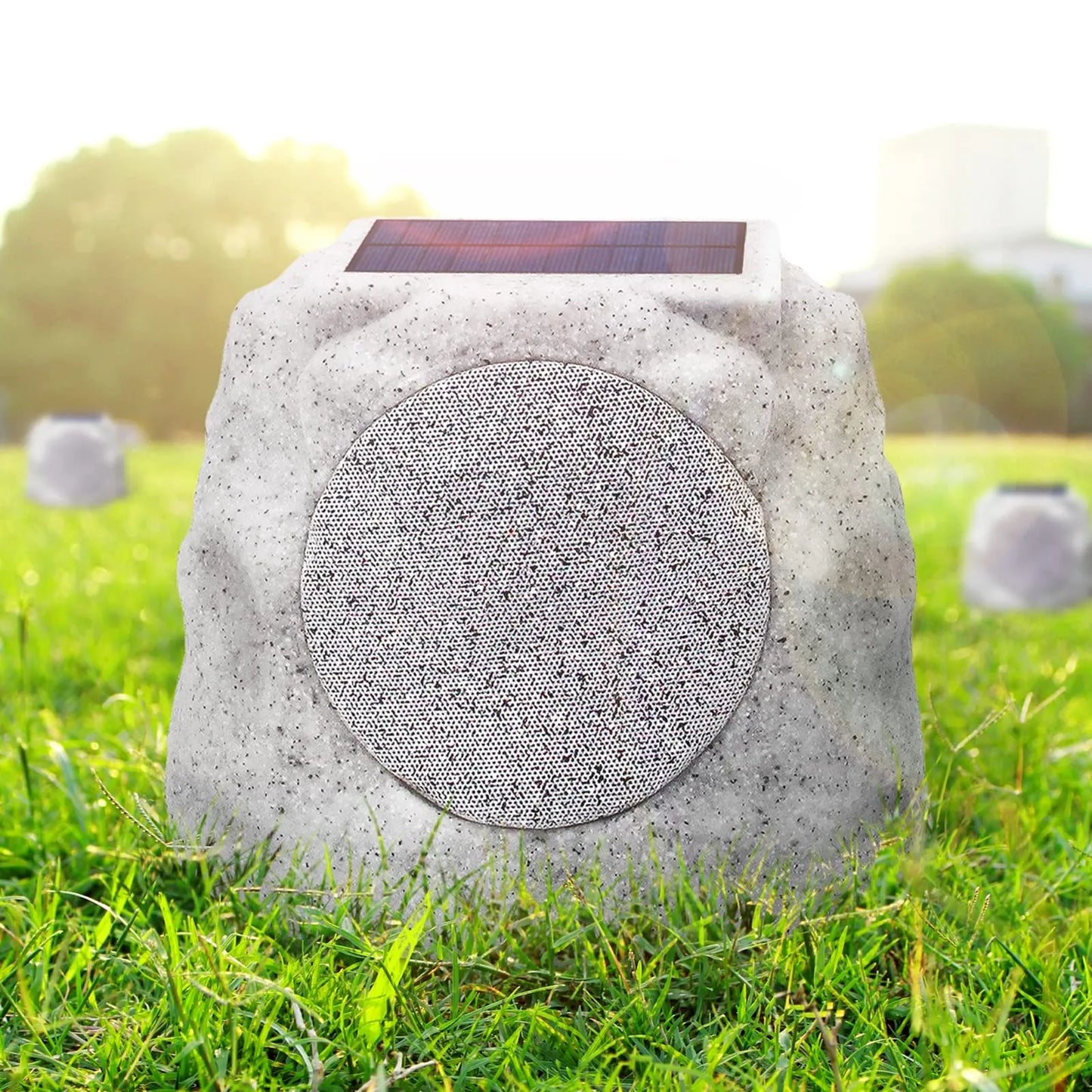 Solar Powered Wireless Rock Speaker with Lights RGB