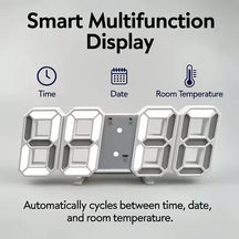 Smart 3D LED Alarm Clock with Time, Date, and Temperature