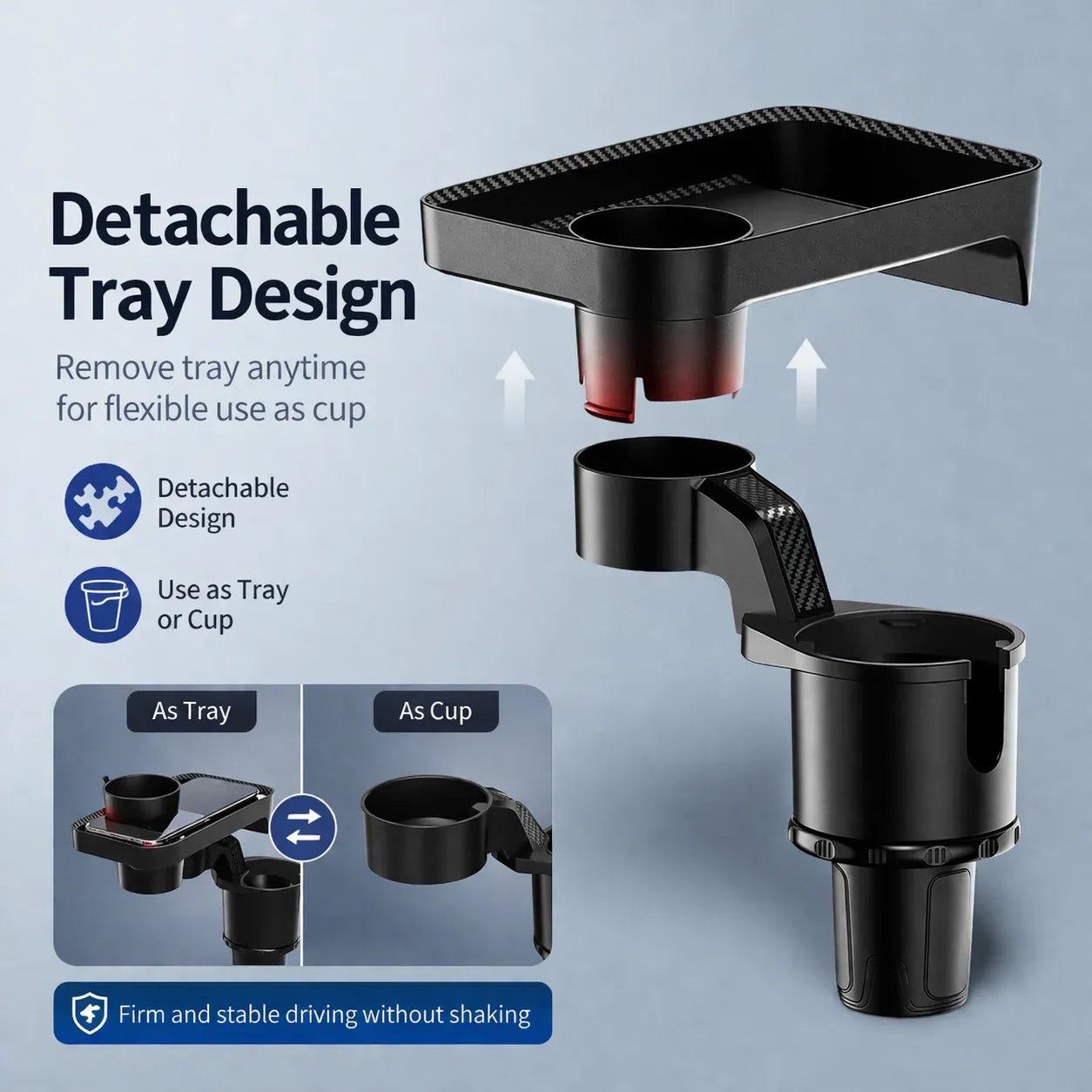 360° Rotatable Car Cup Holder Expander Tray