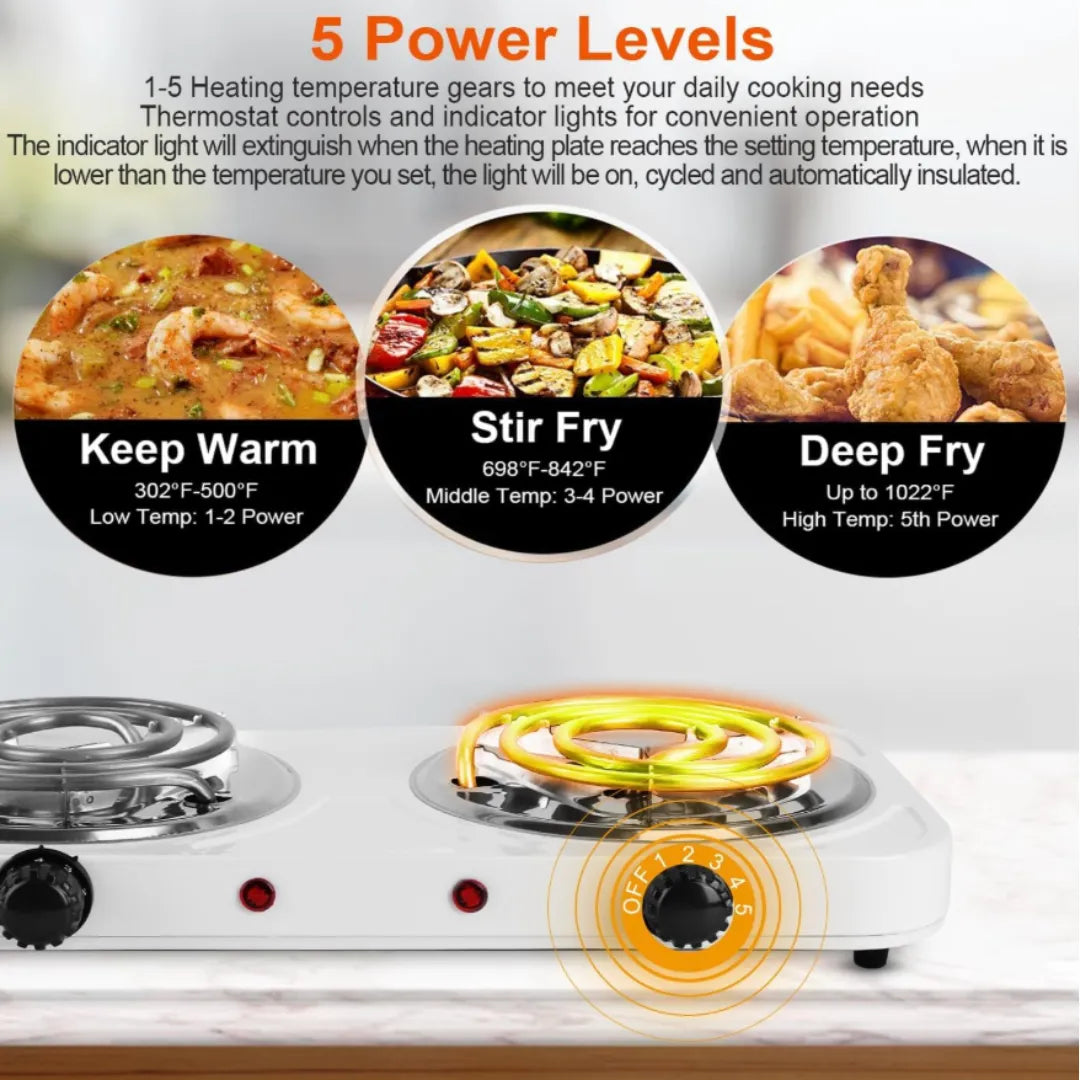 Portable 2000W Double Electric Stove Burner for Fast & Cost Saving Cooking
