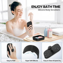 Silicone Travel Soap Case with Body Scrubber, 2 in 1 Foldable Bathroom Soap Dishes Container