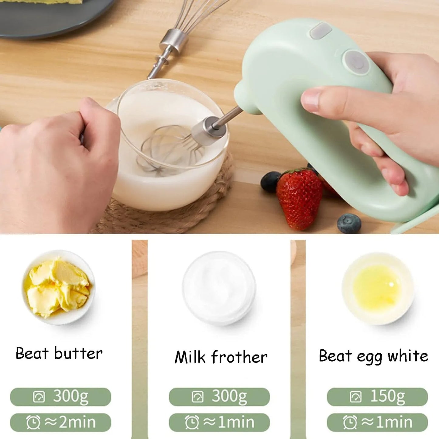 Cordless Mini Electric Hand Mixer – USB Rechargeable
