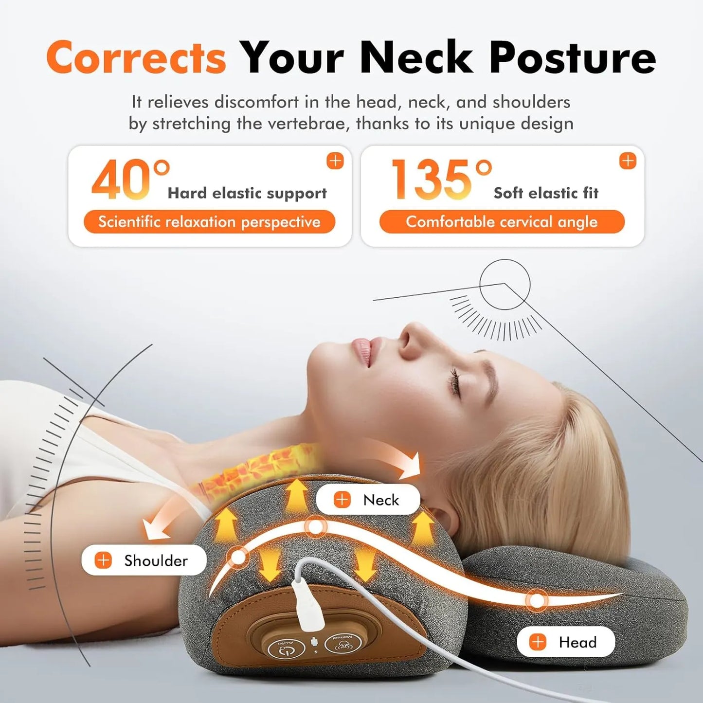 Neck Alignment Pillow with Heat and Vibration Therapy
