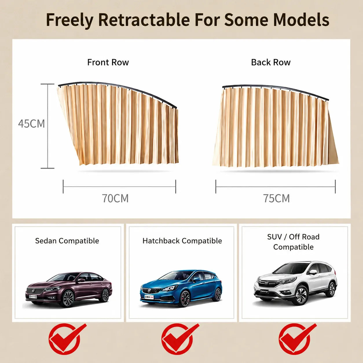 Car Privacy Sunshade Curtains (Set of 4)