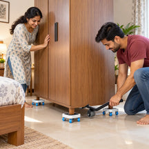 360° Rotating Heavy Duty Appliances & Furniture Mover With 1 High-Leverage Steel Crowbar Lifter, 4 Omnidirectional Wheeled Dollies