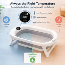 Portable Spa Bath Tub for Adults & Kids with Water Temperature Indicator Screen