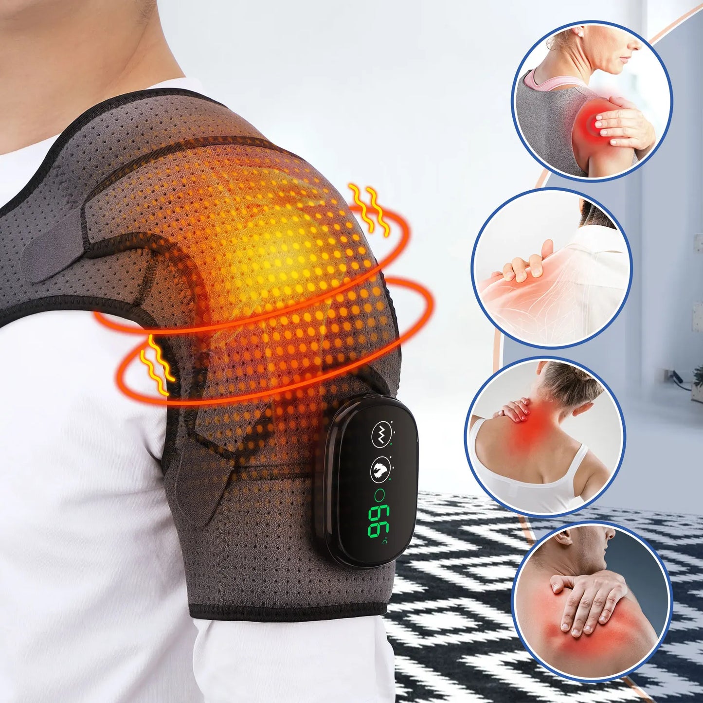 2-In-1 Electric Heated Physiotherapy Shoulder Massager Belt