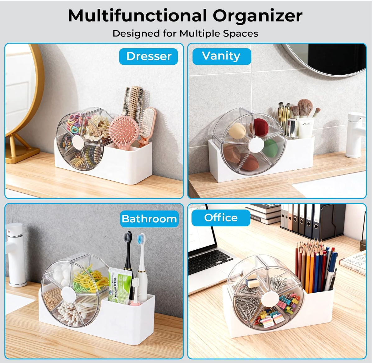 5-Section Rotating Hair Accessories Organizer