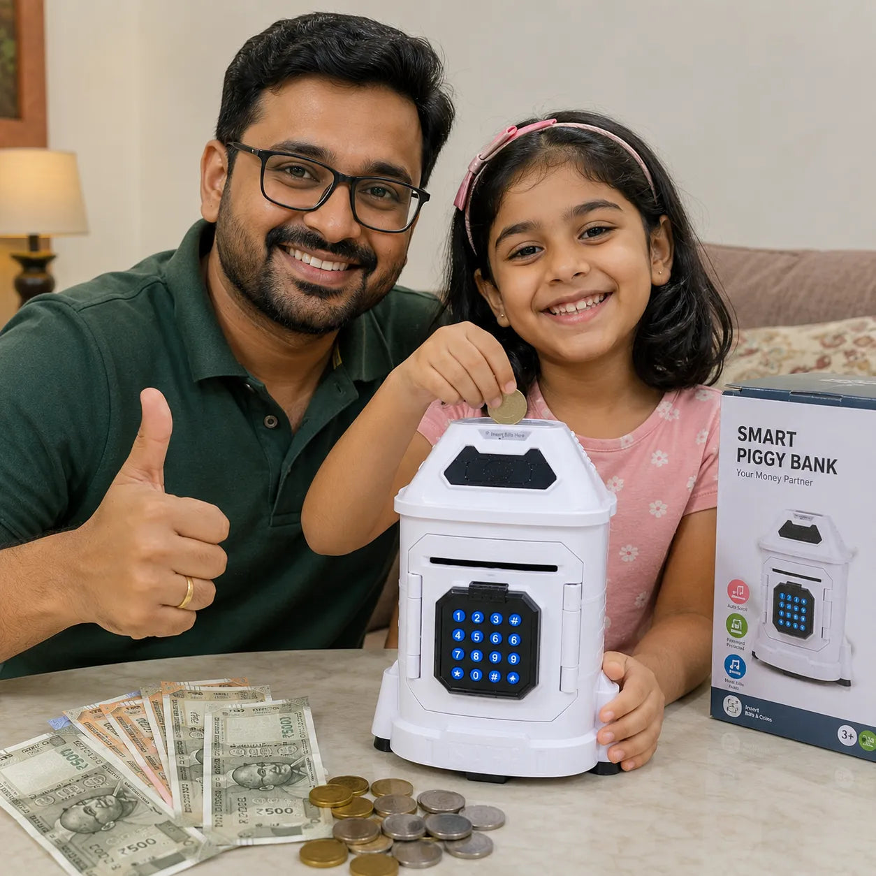 Early Development Electronic Piggy Bank With Simulated Face Recognition