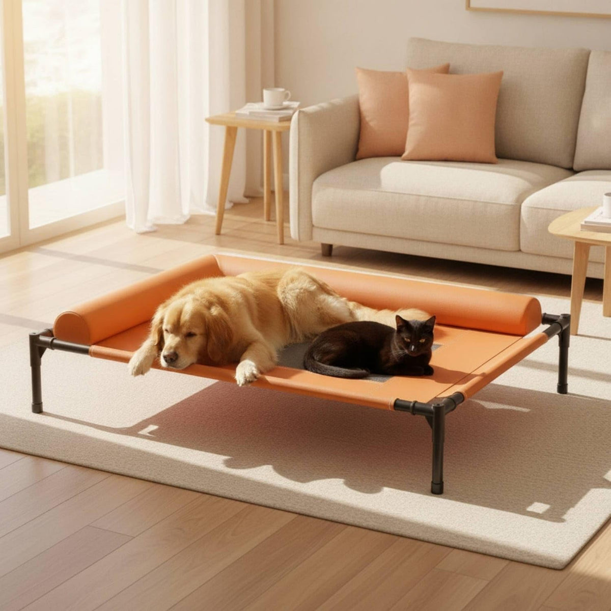 Elevated Dog Bed with Padded Bolster Rim