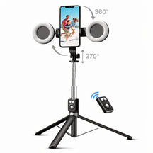 6 FT 360° Rotating Selfie Stick Tripod with Dual Ring Lights