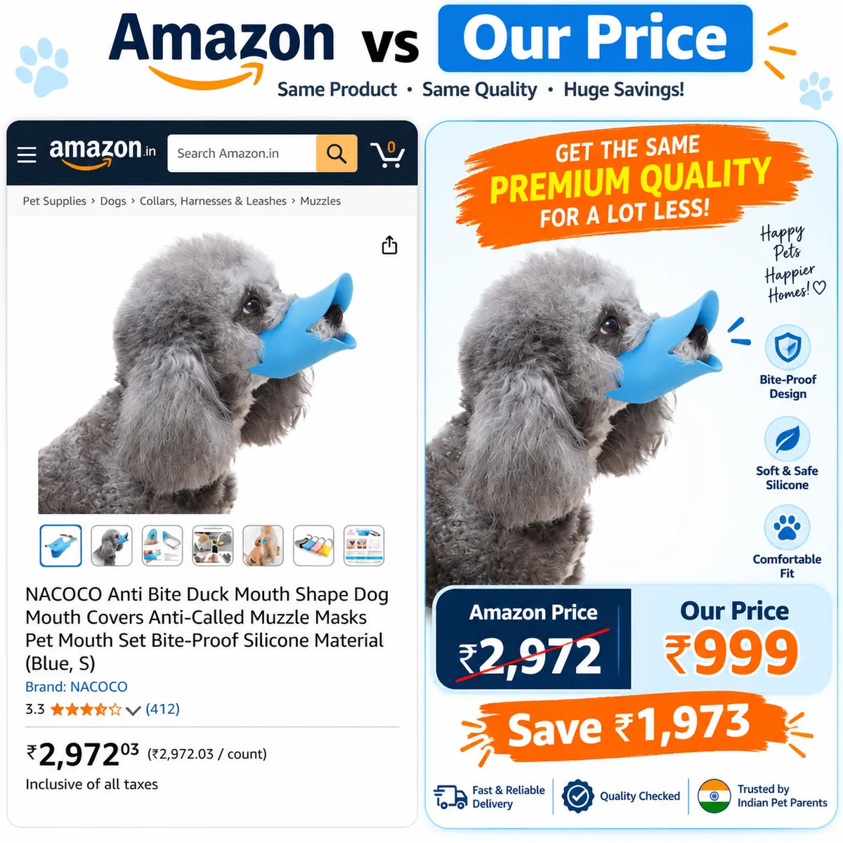 Waterproof Durable Duckbill Dog Muzzle Adjustable Silicone Breathable Anti-Bite Anti-Bark Pet Safety Mouth Cover Guard