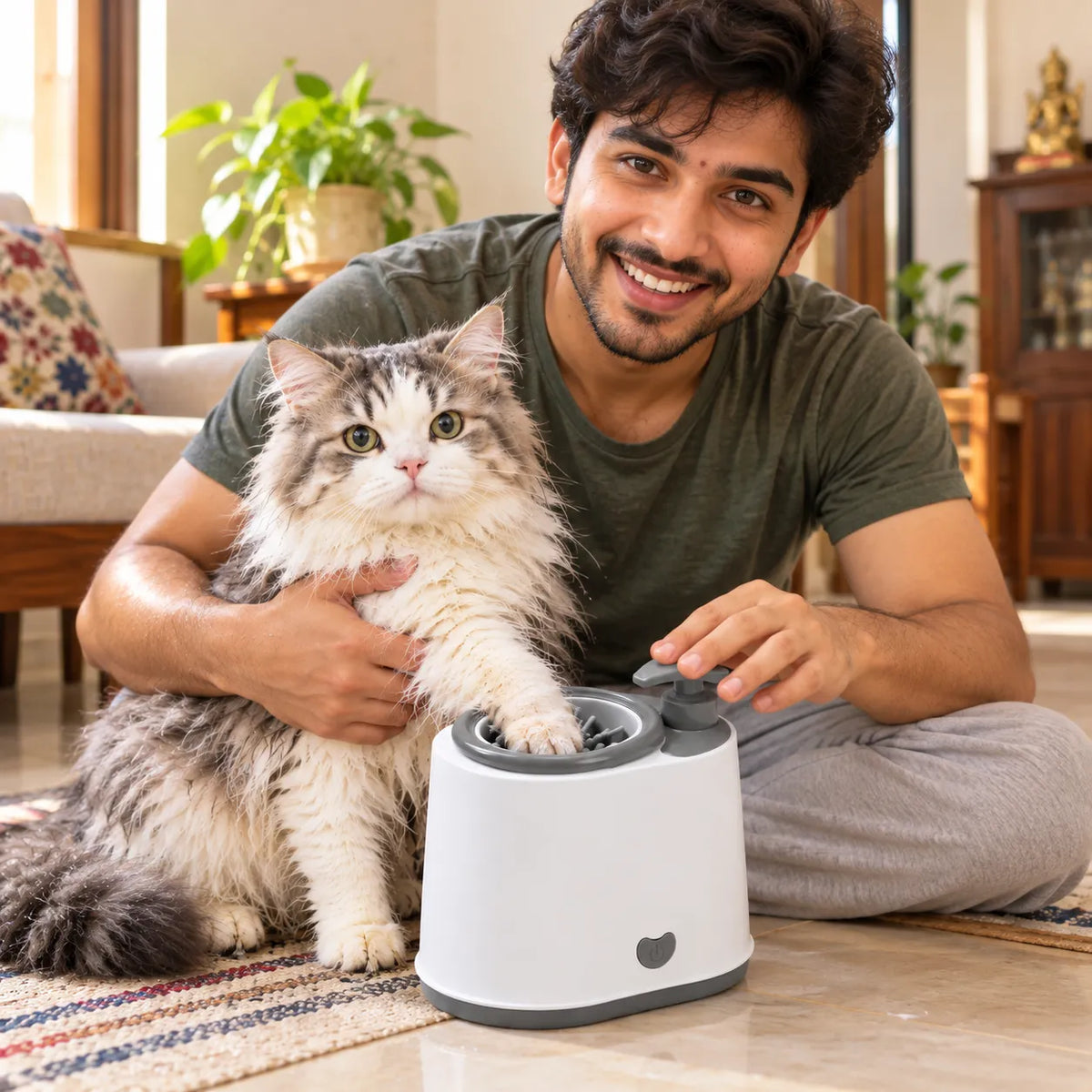 Electric Dog Paw Cleaner with Soap Dispenser, Portable Automatic Washer, Rechargeable, Soft Silicone Bristles, for Dogs & Cats