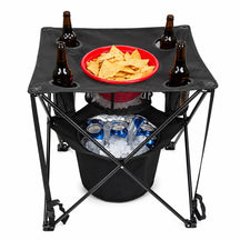 Portable Camping Table With Insulated Cooler for Outside, Fishing, Hiking, Tailgating