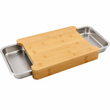 Chopping Board with Magnetic Trays – Practical Chopping Board in High Quality Bamboo Wood with Tray