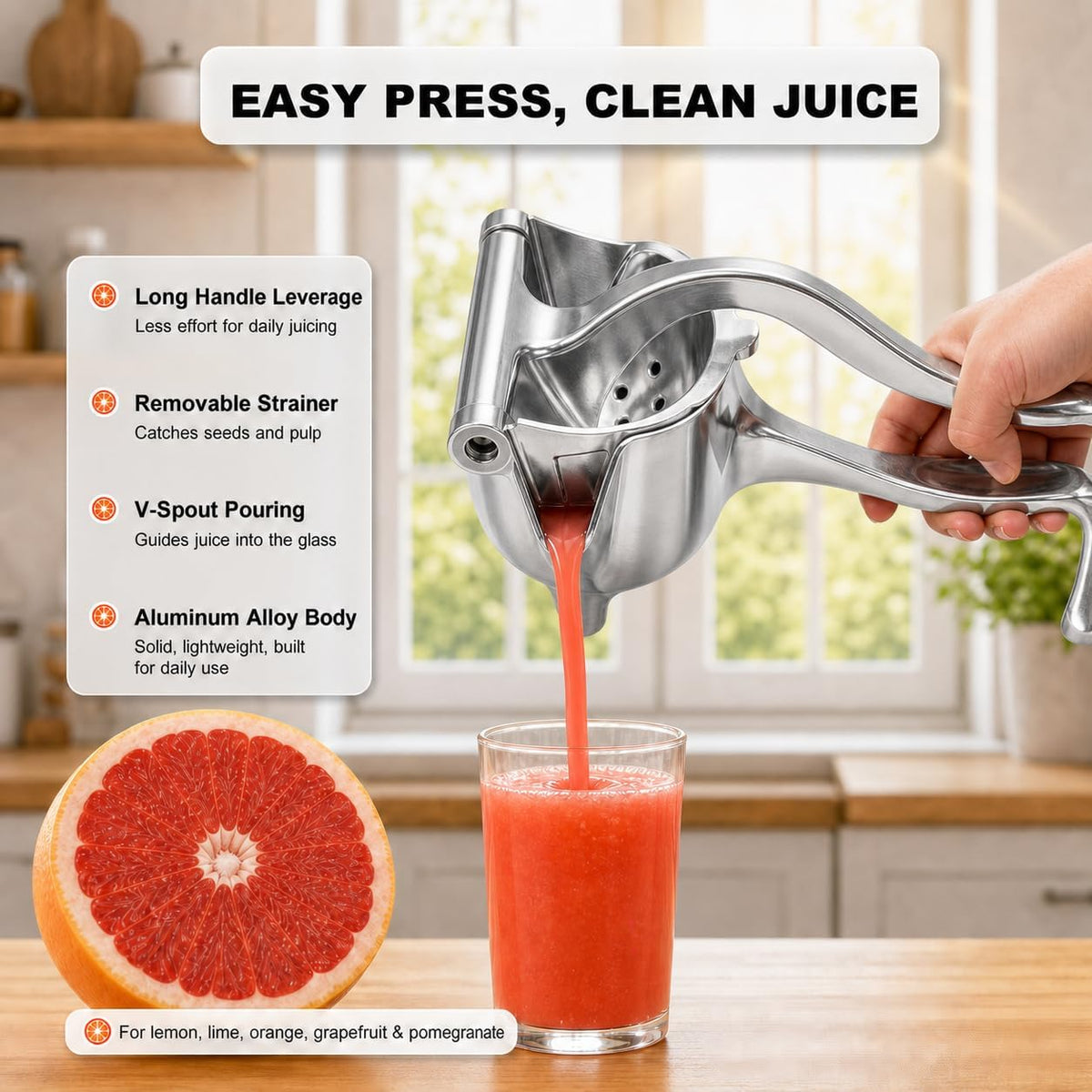 Aluminum Alloy Manual Fruit Squeezer