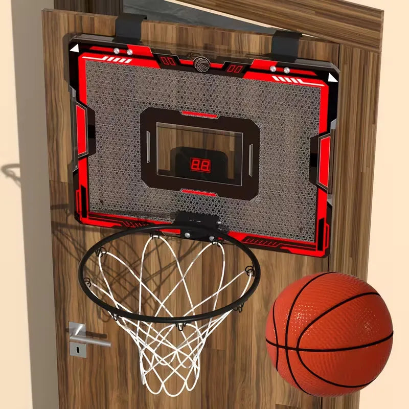 Wall Basketball Basket with 3 Balls, Scoreboard And LED Lights For Indoor - Outdoor