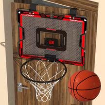 Wall Basketball Basket with 3 Balls, Scoreboard And LED Lights For Indoor - Outdoor