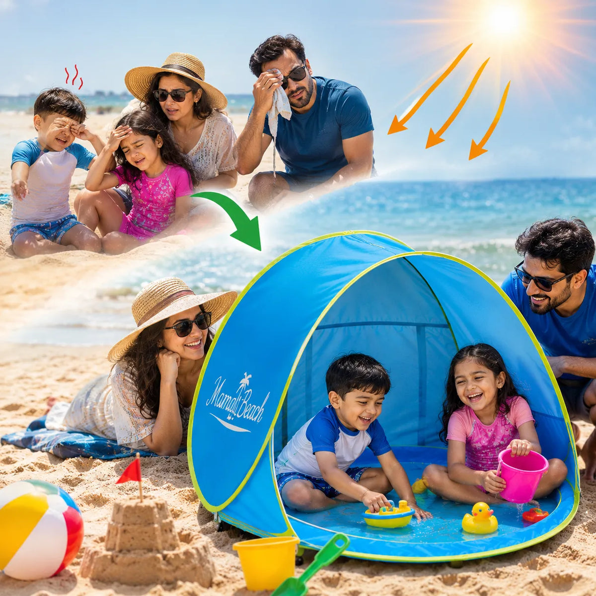 Baby Beach Tent Pool With UV Sun Protection, Foldable Pop-Up Infant Shade Shelter
