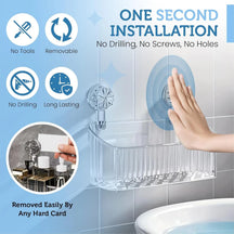 Wall-Mounted Suction Cup Bathroom Organizer