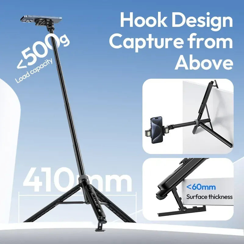 4-in-1 Smart Selfie Stick & Tripod with Overhead Mobile Stand