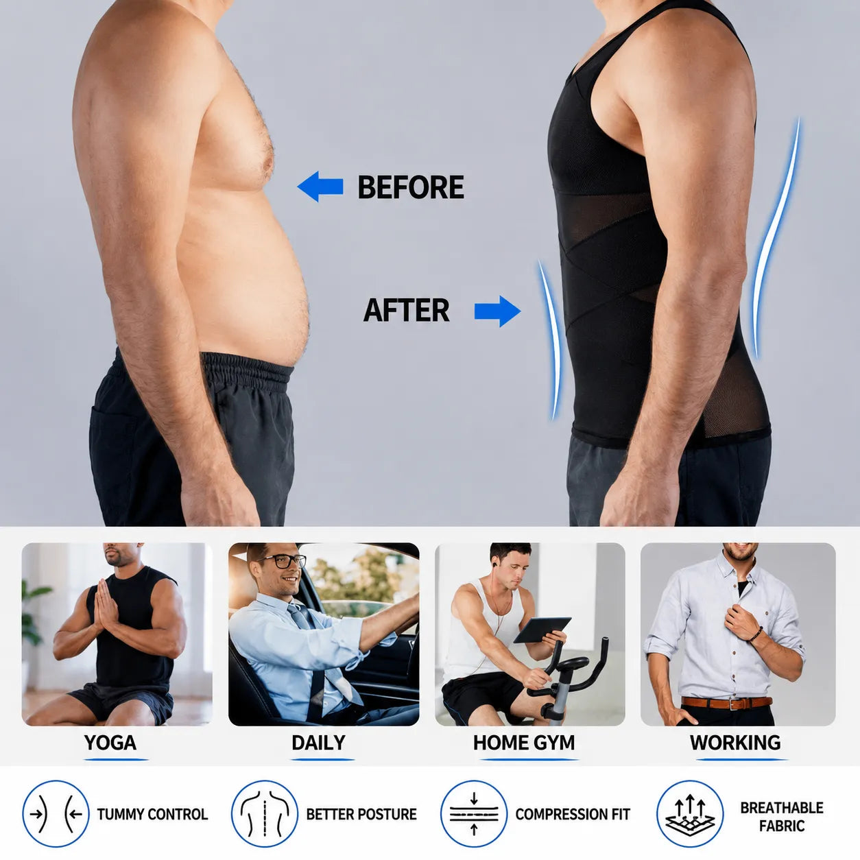 Men's Form Shapewear Sleeveless 2.0 High Compression Tummy Vest