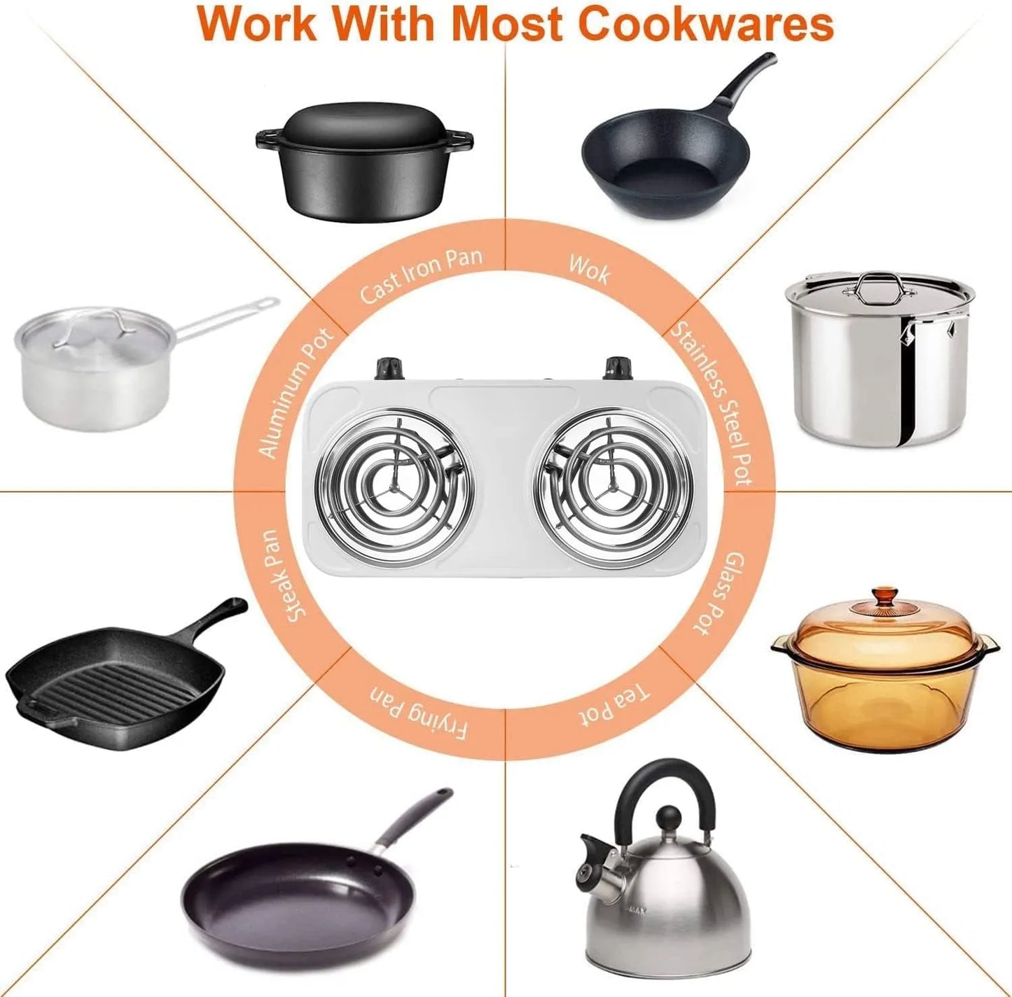 Portable 2000W Double Electric Stove Burner for Fast & Cost Saving Cooking